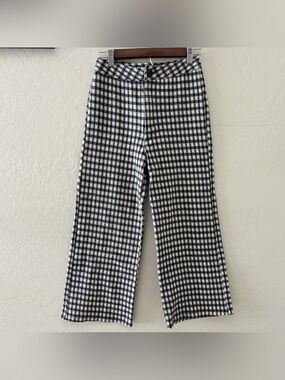 SOLAI Black & White Gingham Wide Leg Pants